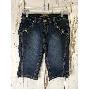 South Pole Med Wash Gold Detailing Jean Shorts
